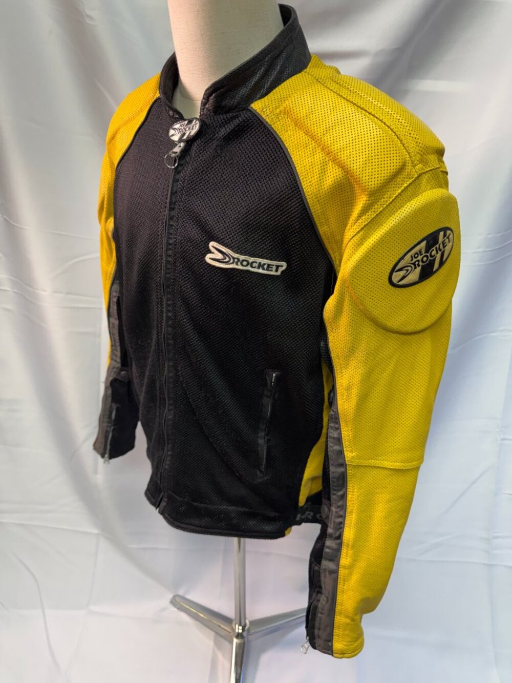 Joe Rocket Men’s XL Black Yellow Motorcycle Riding Jacket Full Zip